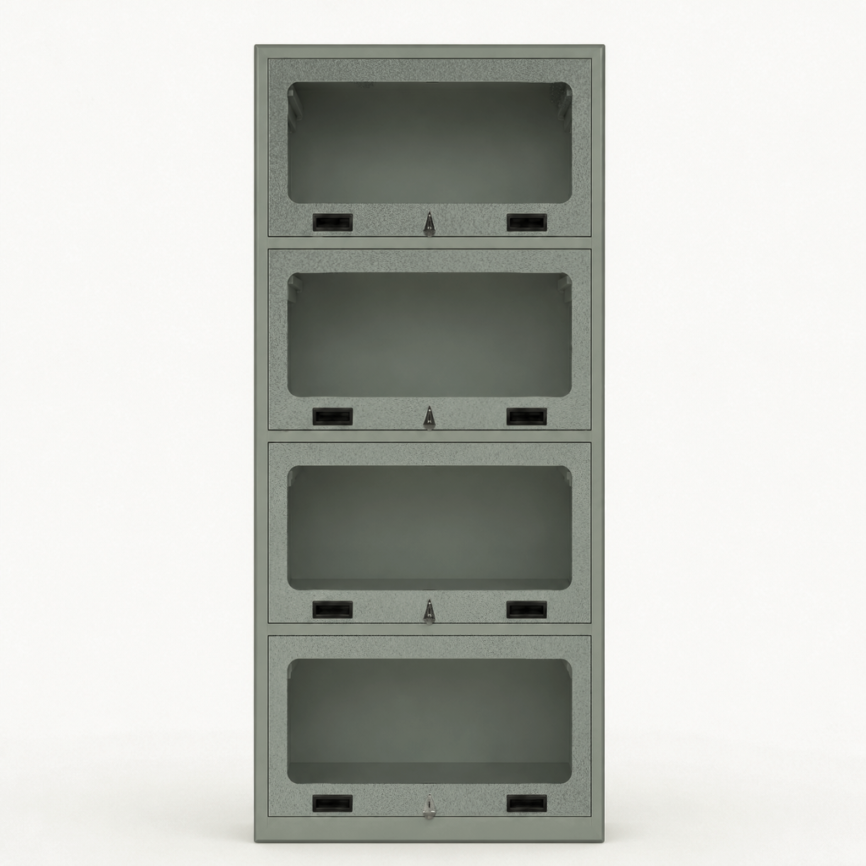 Bookshelf - 4 Compartment with Glass
