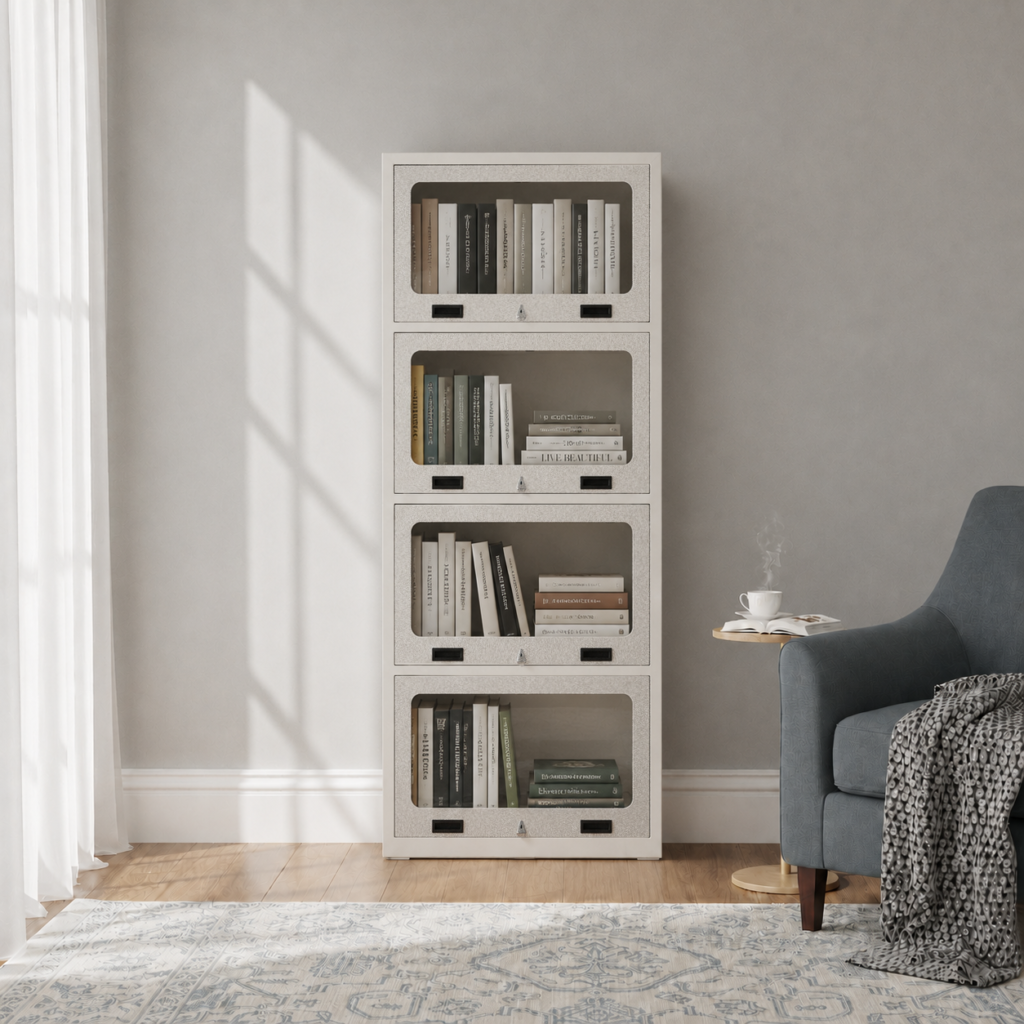Bookshelf - 4 Compartment with Glass
