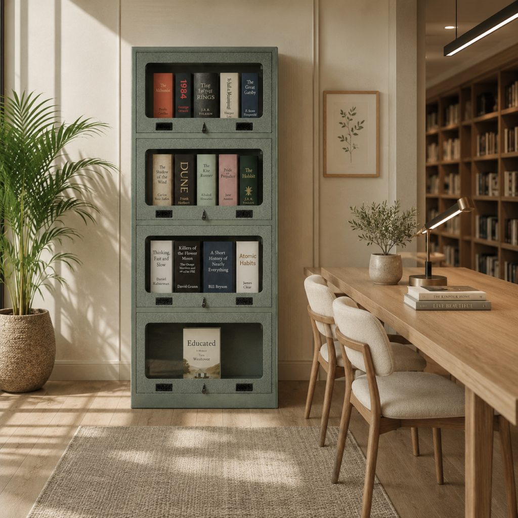 Bookshelf - 4 Compartment with Glass