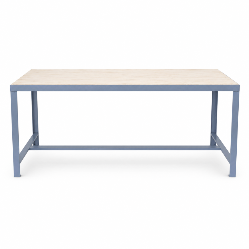Industrial Working Table with MS Frame and Wooden Top